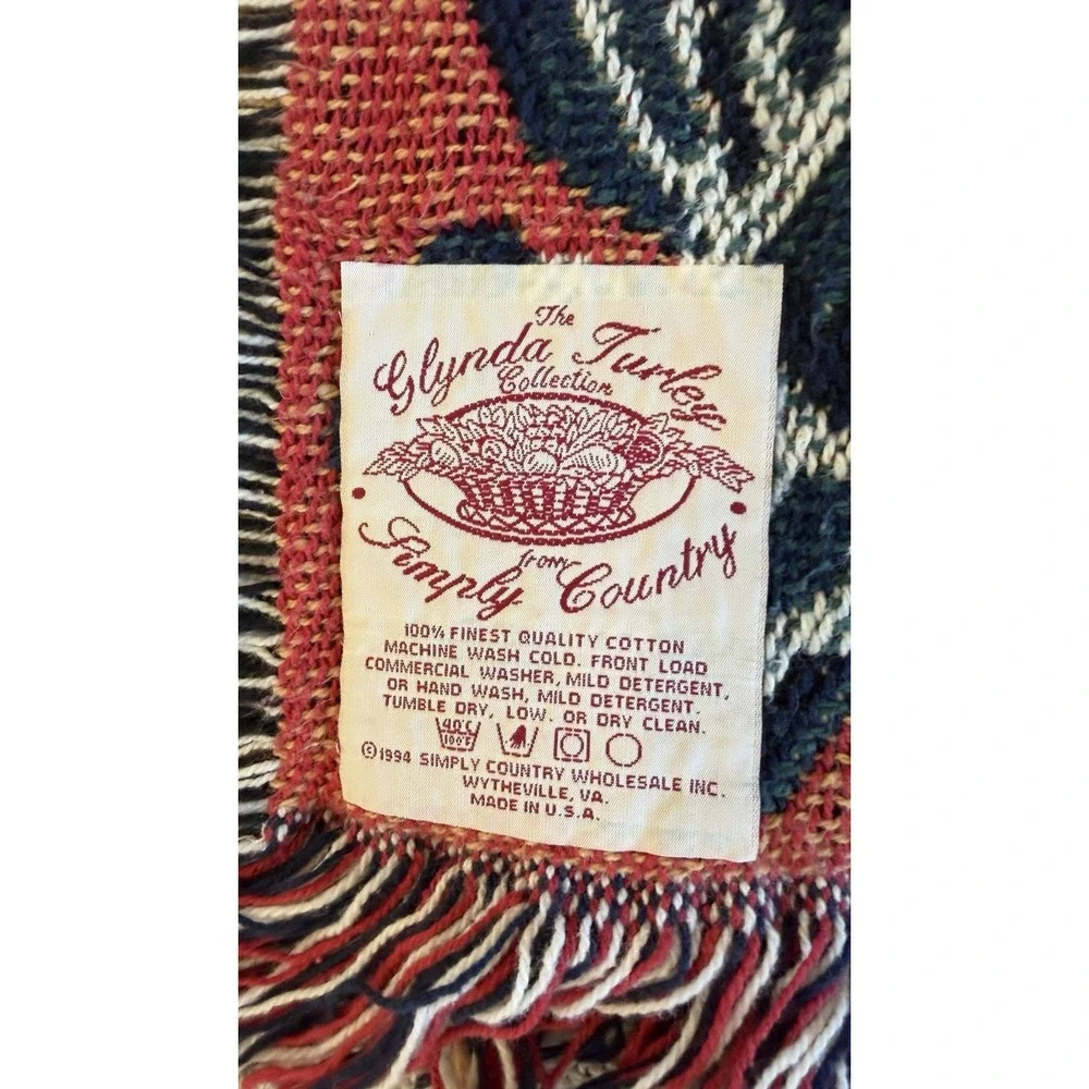 Vintage Glynda Turley Tapestry Throw Blanket Grapes Leaves Vines Cottagecore